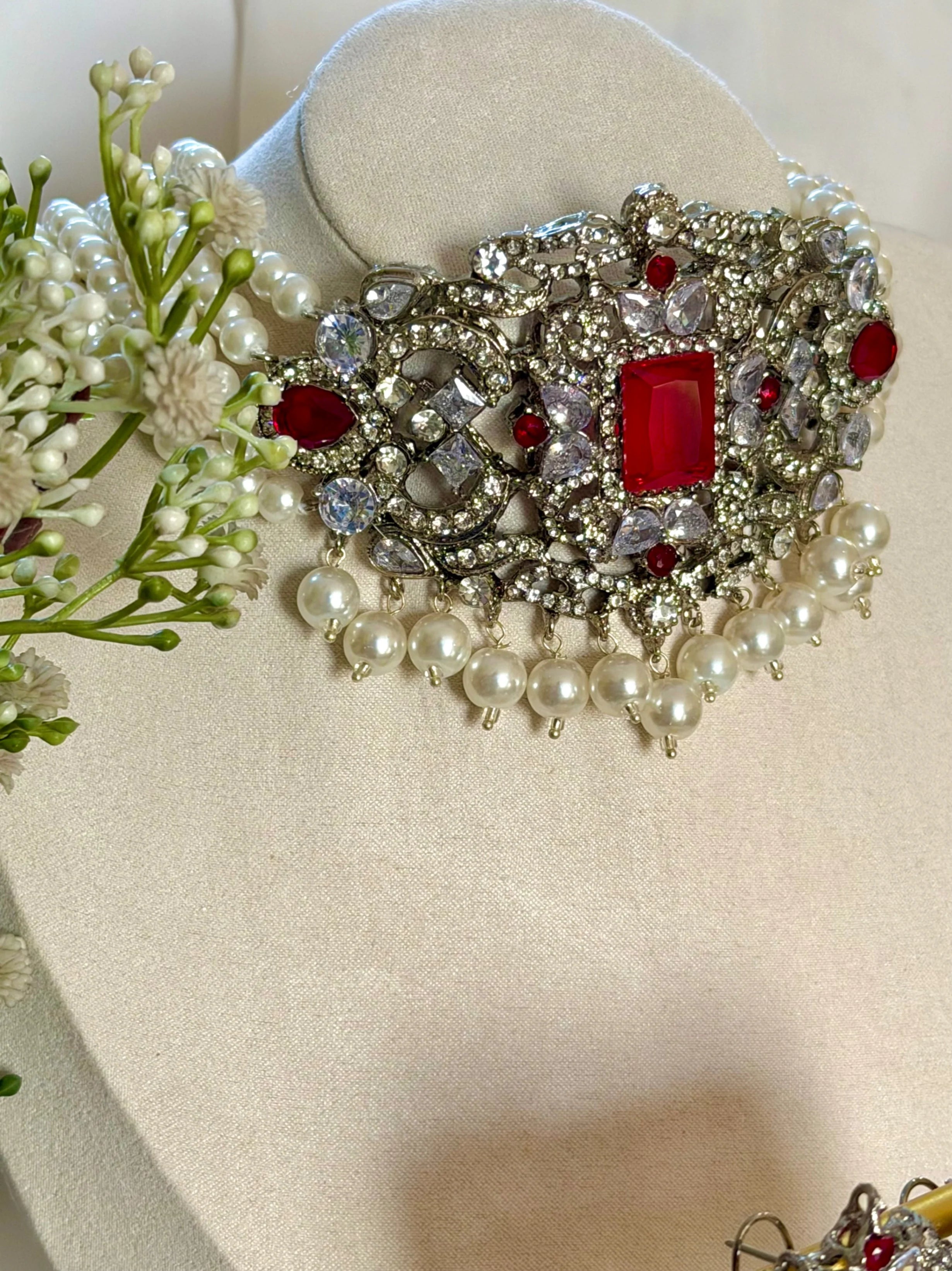Noor Choker Set (Pearl & Ruby) GS34