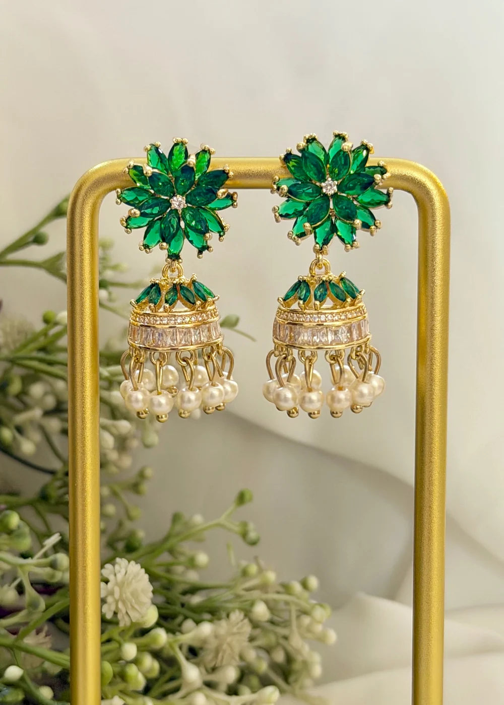Emerald Floral Jhumki GT87