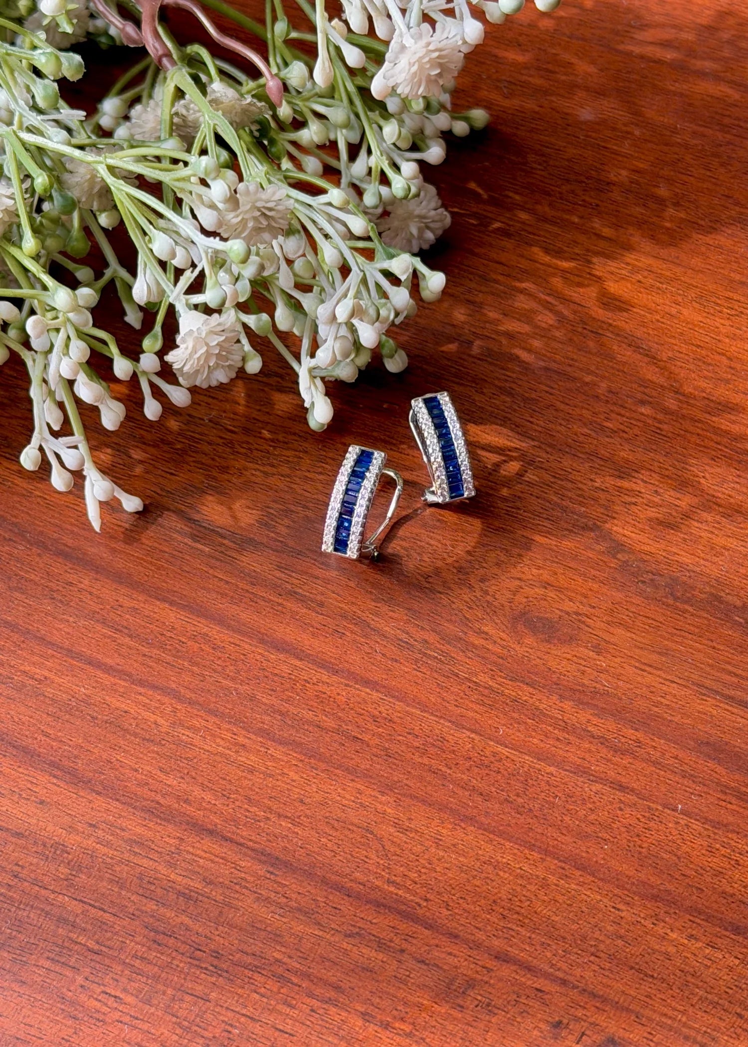 Studded Half Hoops (Blue Stone & Zircons) GT34