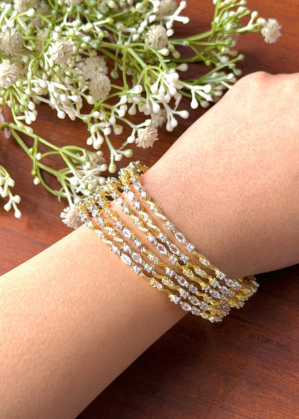 Gold Wave Bangles (Set of 6) GB78