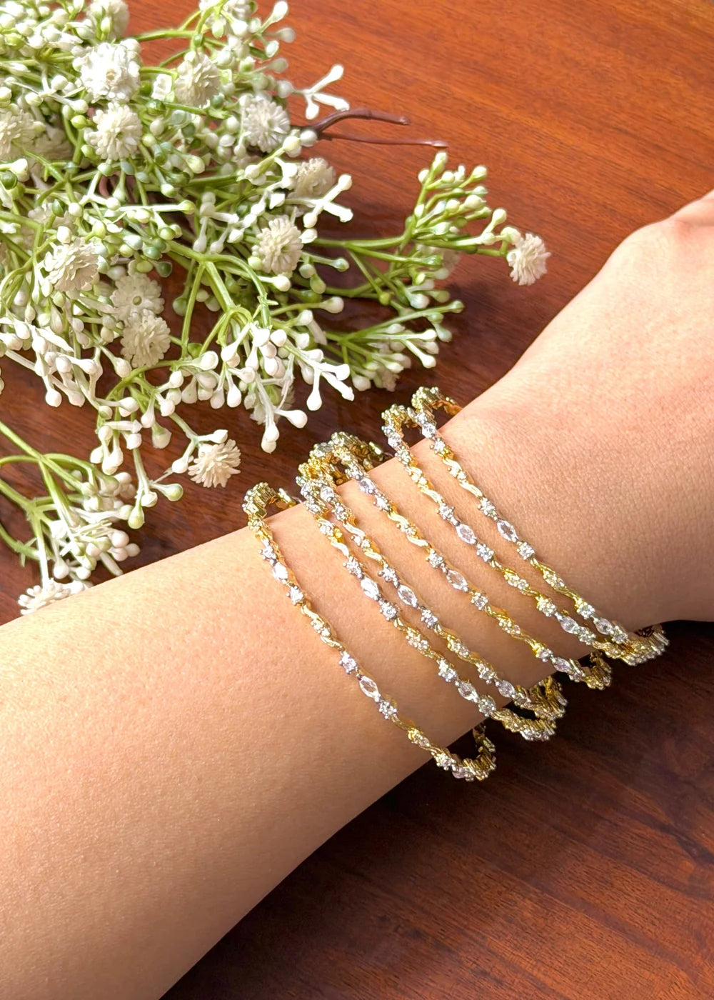Gold Wave Bangles (Set of 6) GB78