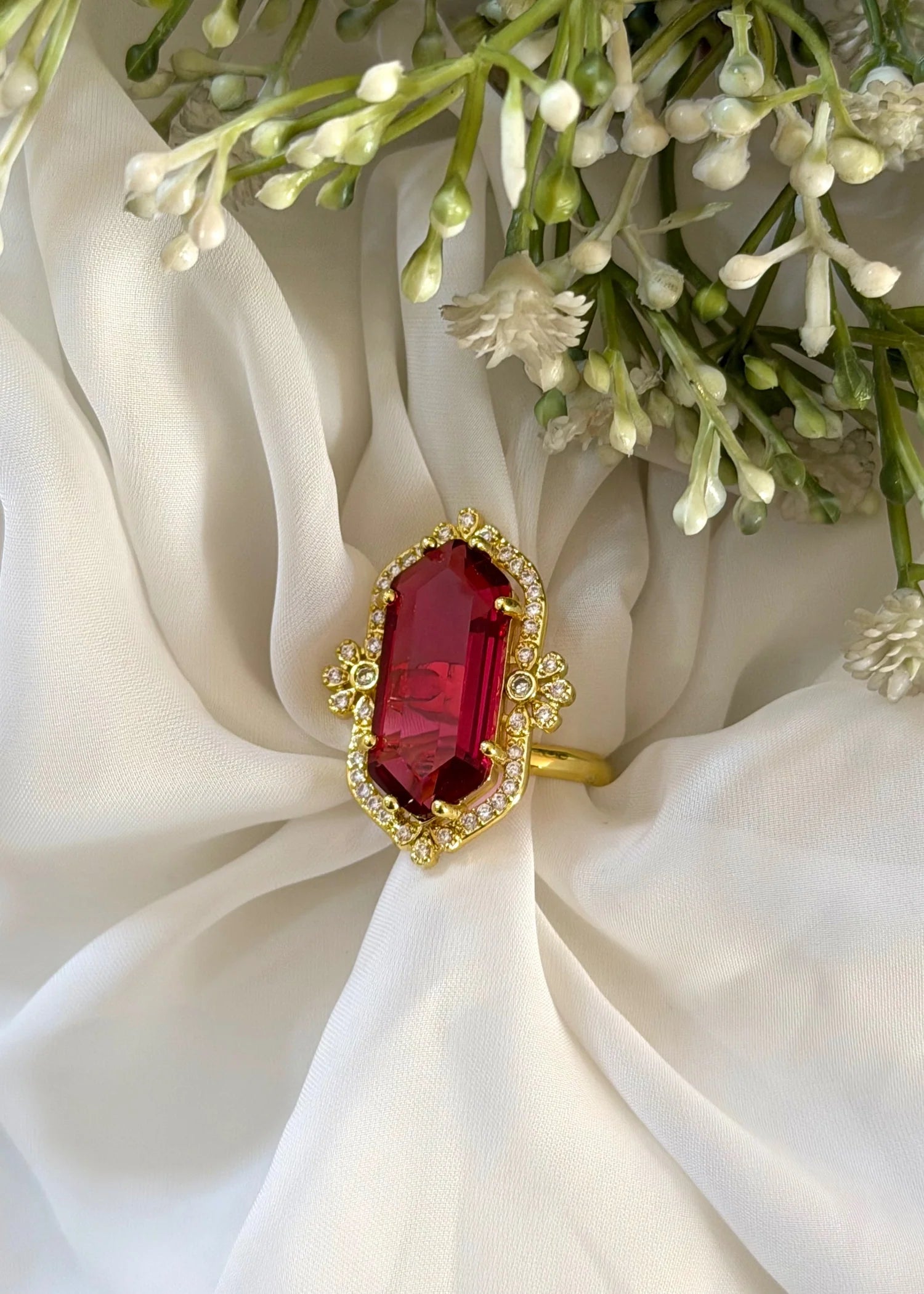 Ruby Crystal Ring (Adjustable) GR57
