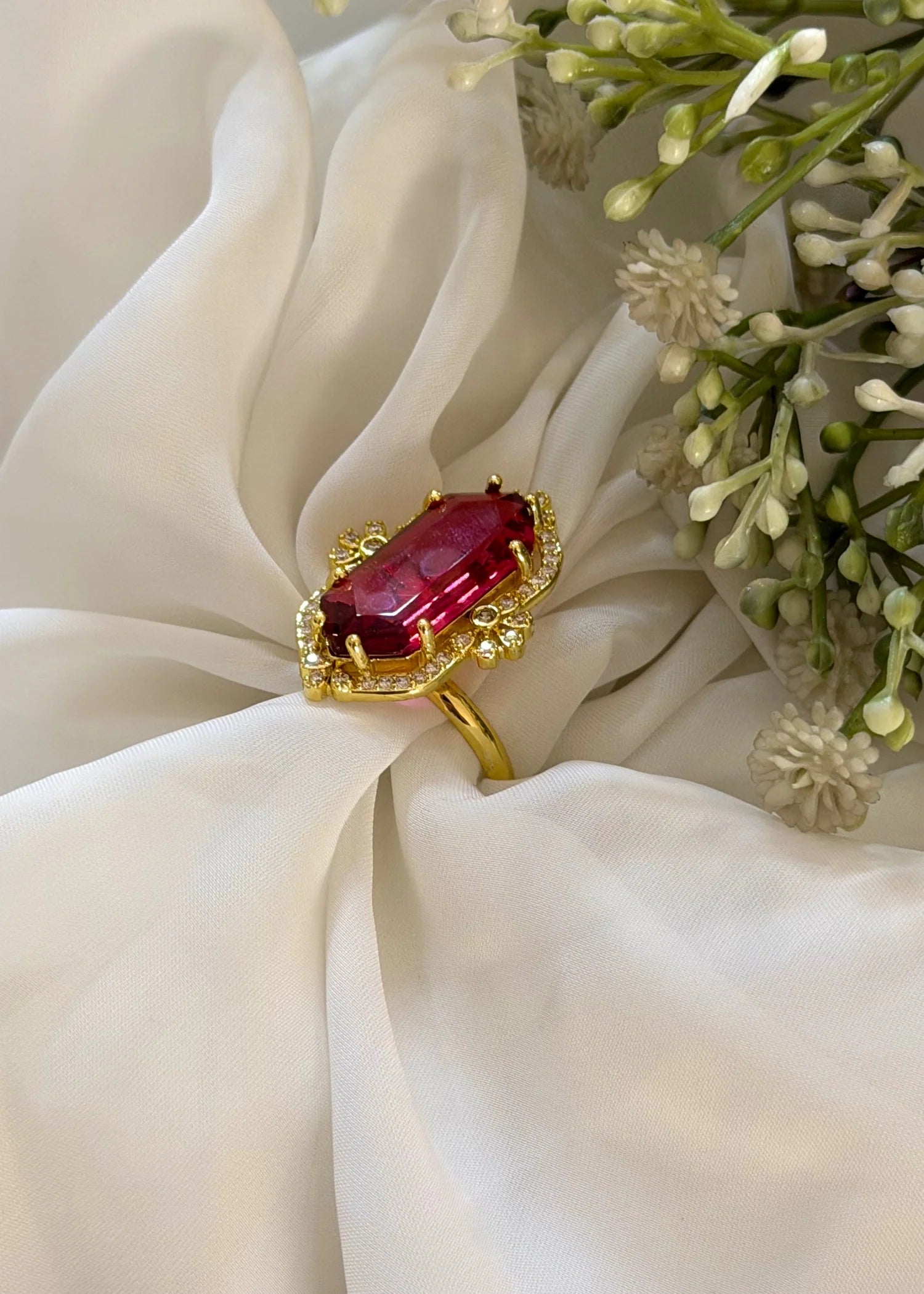 Ruby Crystal Ring (Adjustable) GR57