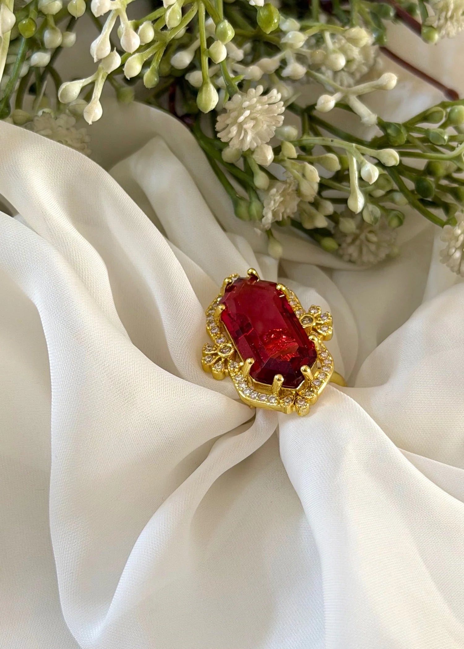 Ruby Crystal Ring (Adjustable) GR57