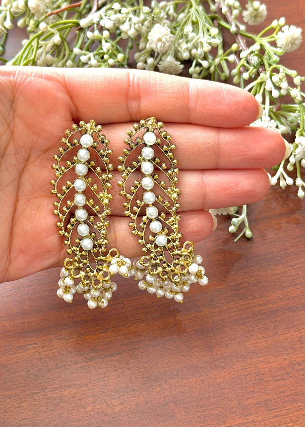 Leaf Pearl Earrings GT100