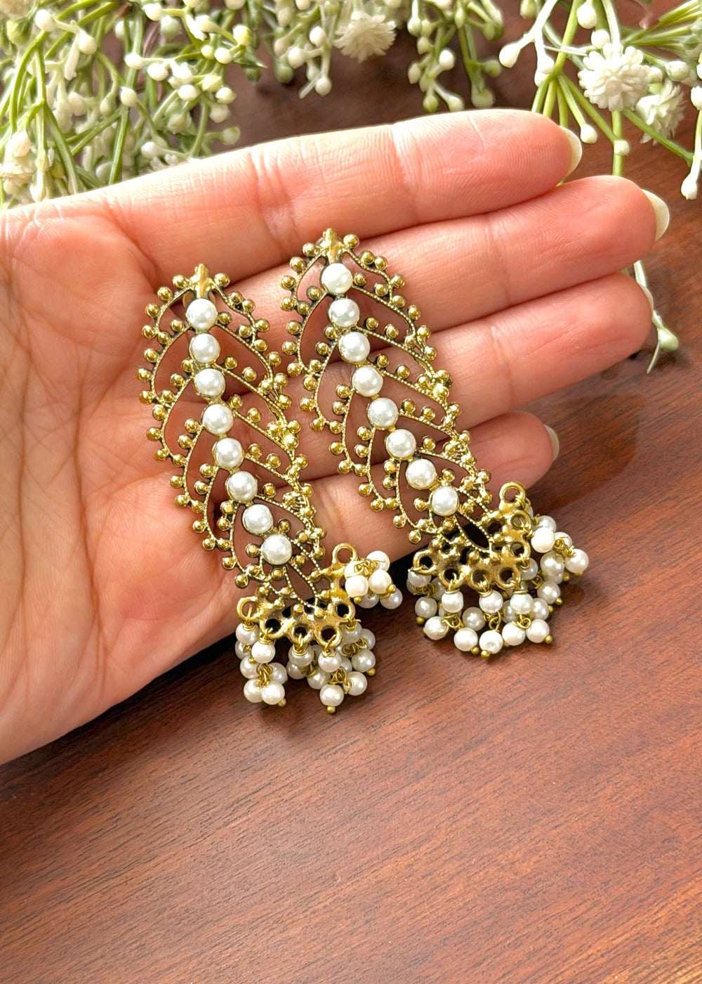 Leaf Pearl Earrings GT100