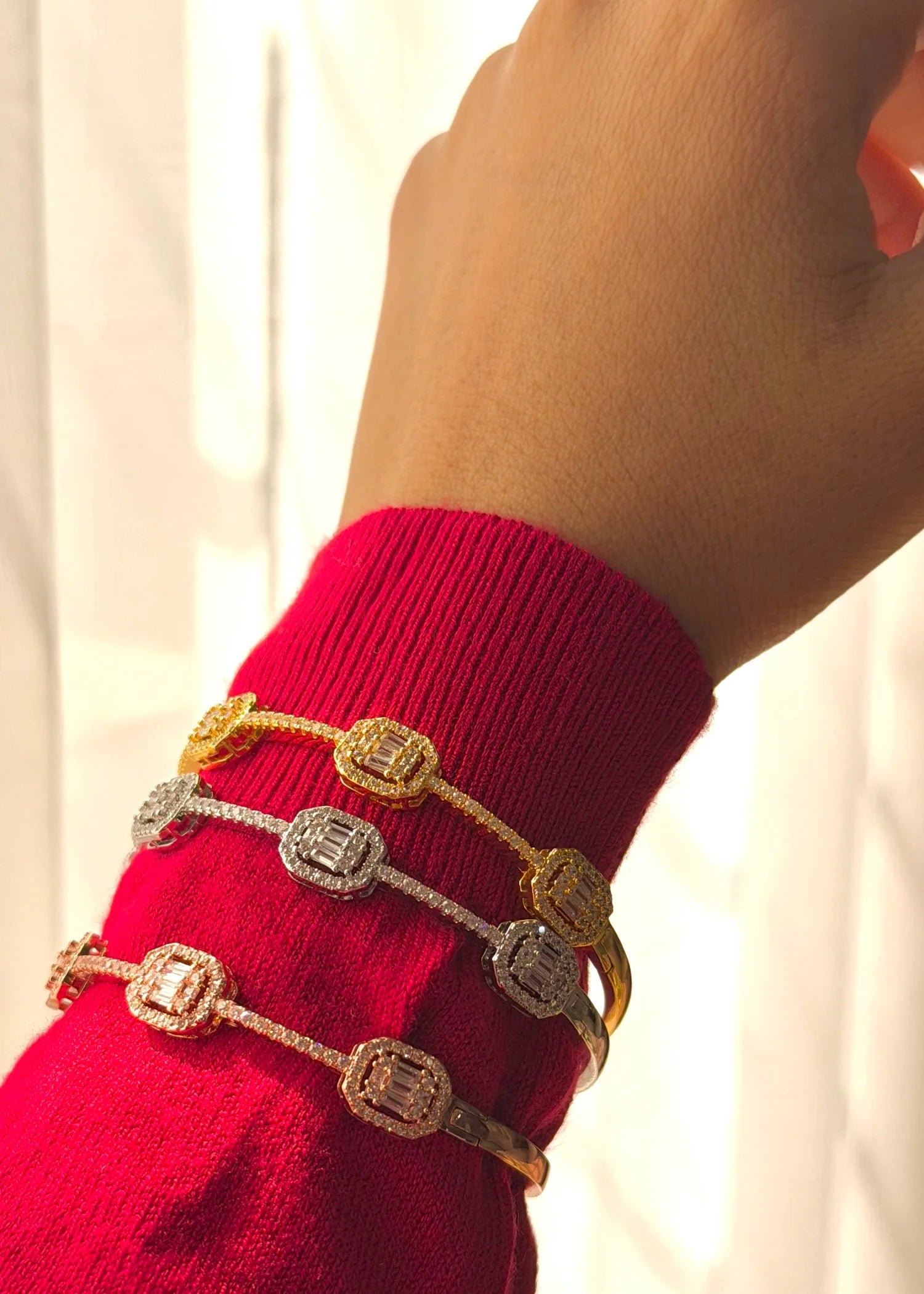 Zircon Trio Bangle Set (Gold, Silver & Rose Gold) GB65