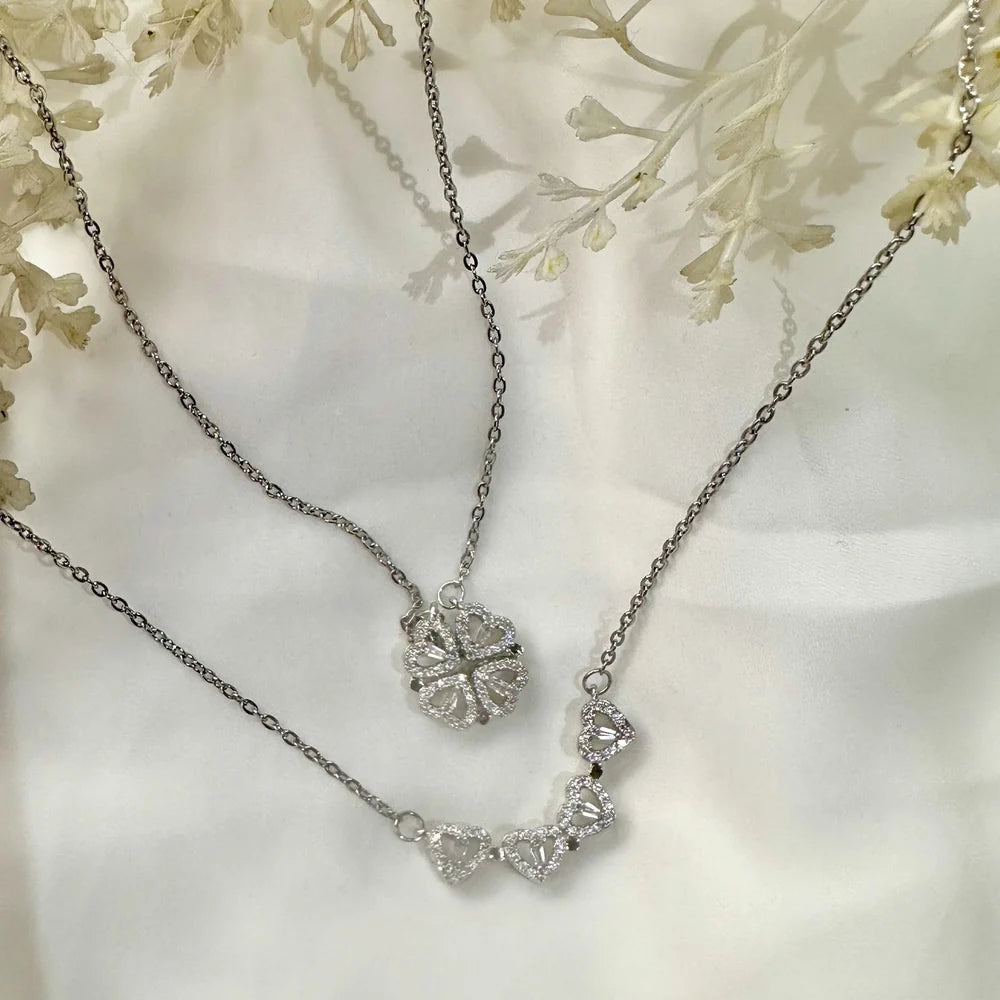 Silver Flower Convertible Locket GN10