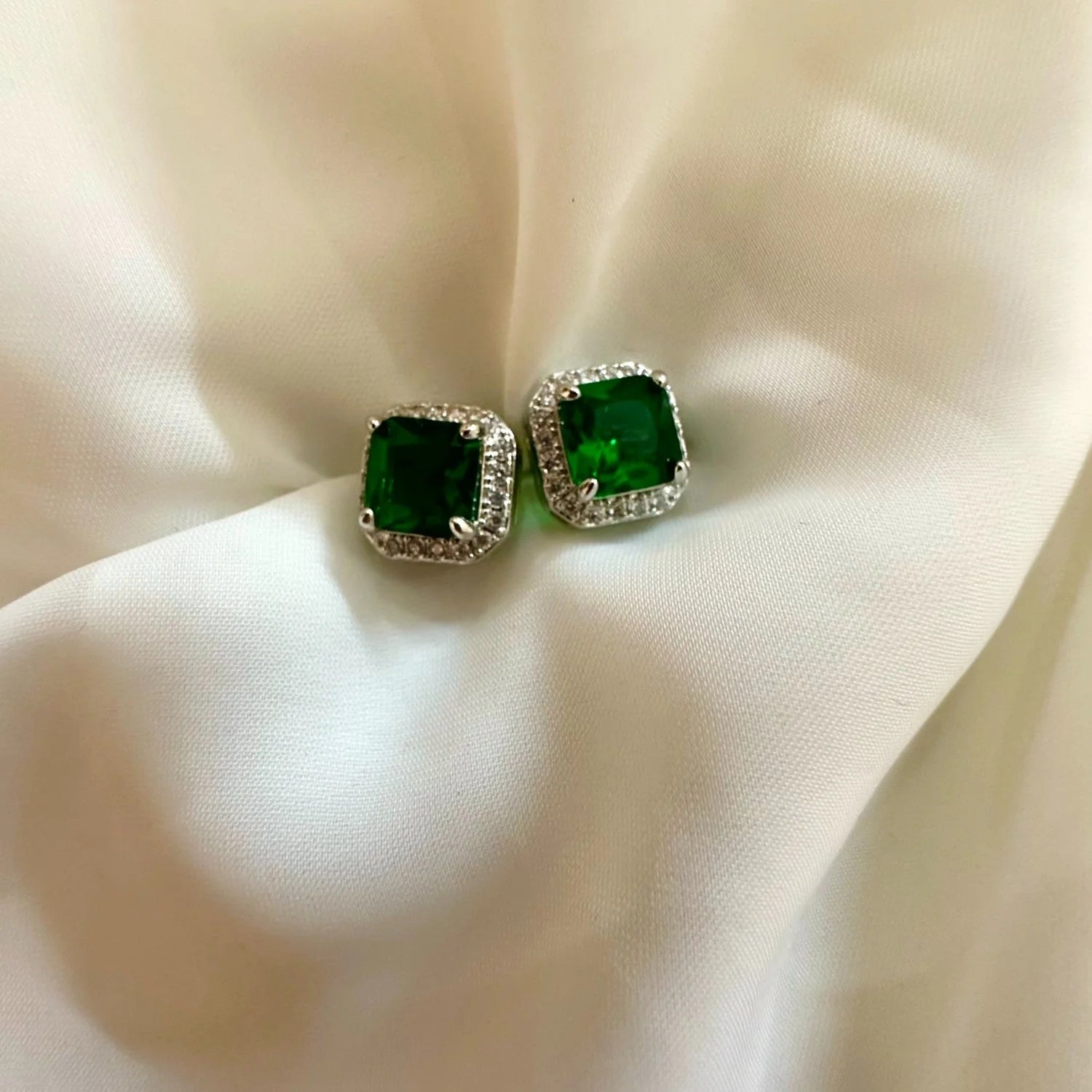 Green Square Cushion Studs GT40