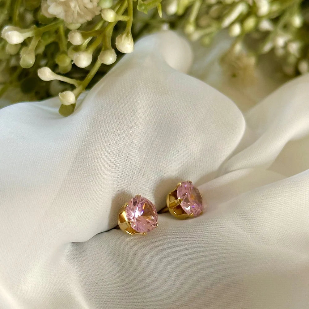 Gilded | Pink Round Studs GT58