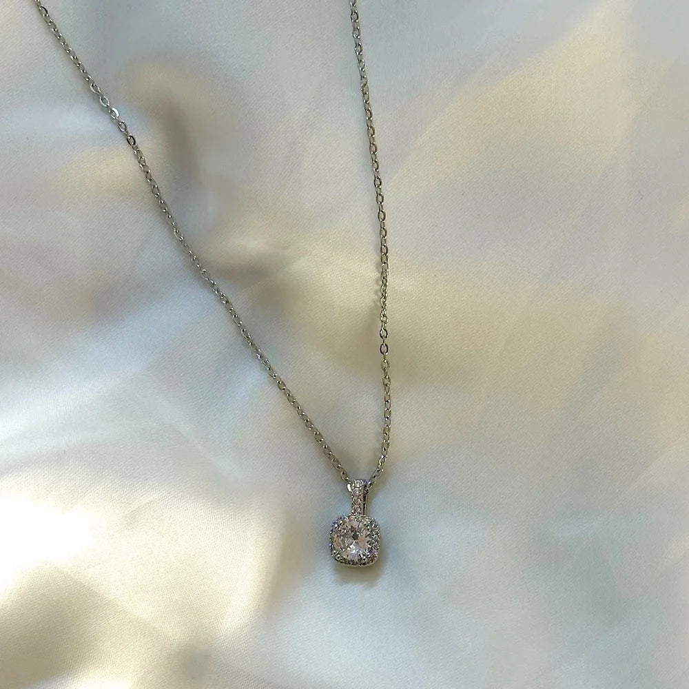 Silver Cushion Necklace GN34