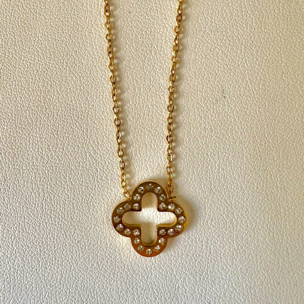 Studded Hollow Clover Necklace GN16