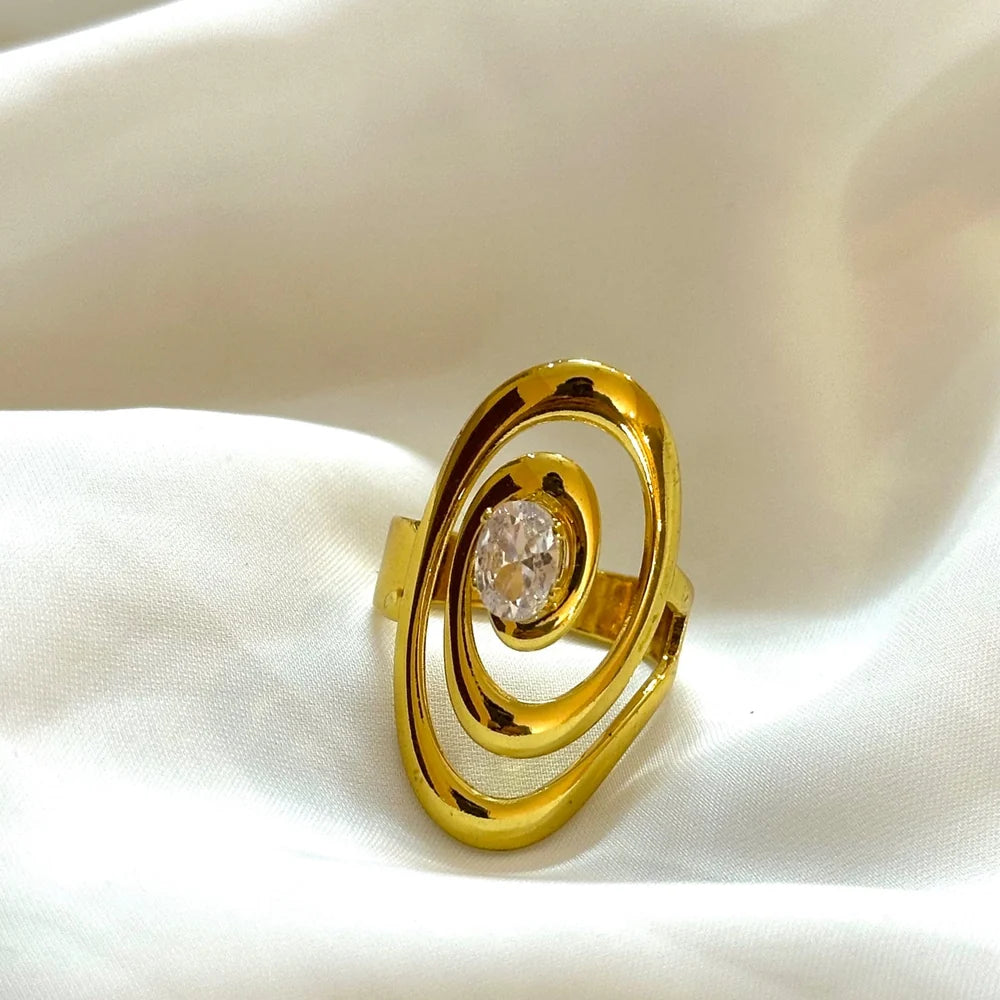 Solitaire Swirl Ring (Adjustable) GR48