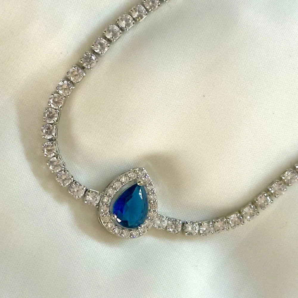 Blue Teardrop Stone Bracelet (Adjustable link)