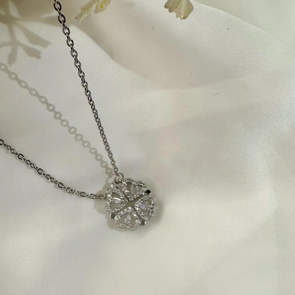 Silver Flower Convertible Locket GN10