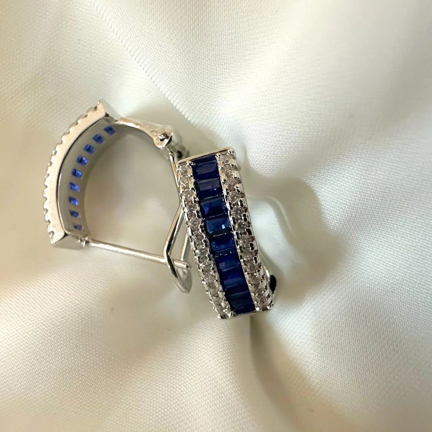 Studded Half Hoops (Blue Stone & Zircons) GT34
