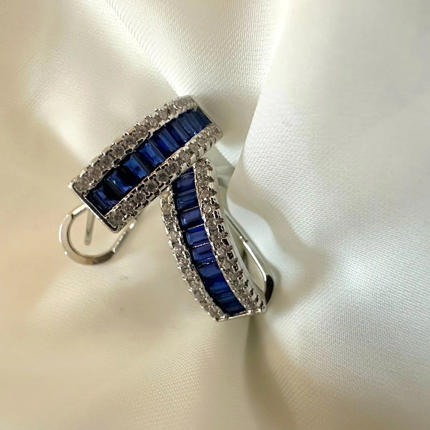 Studded Half Hoops (Blue Stone & Zircons) GT34