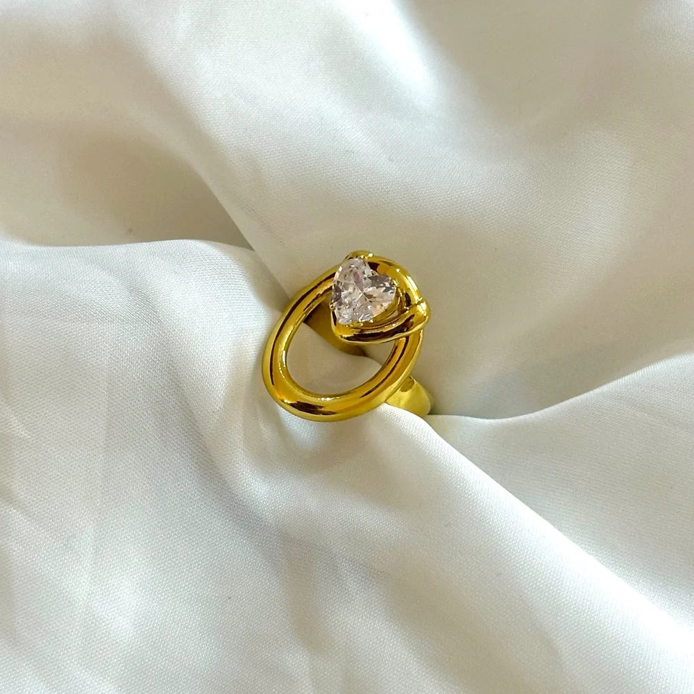 The Heart Solitaire Ring (Adjustable) GR50