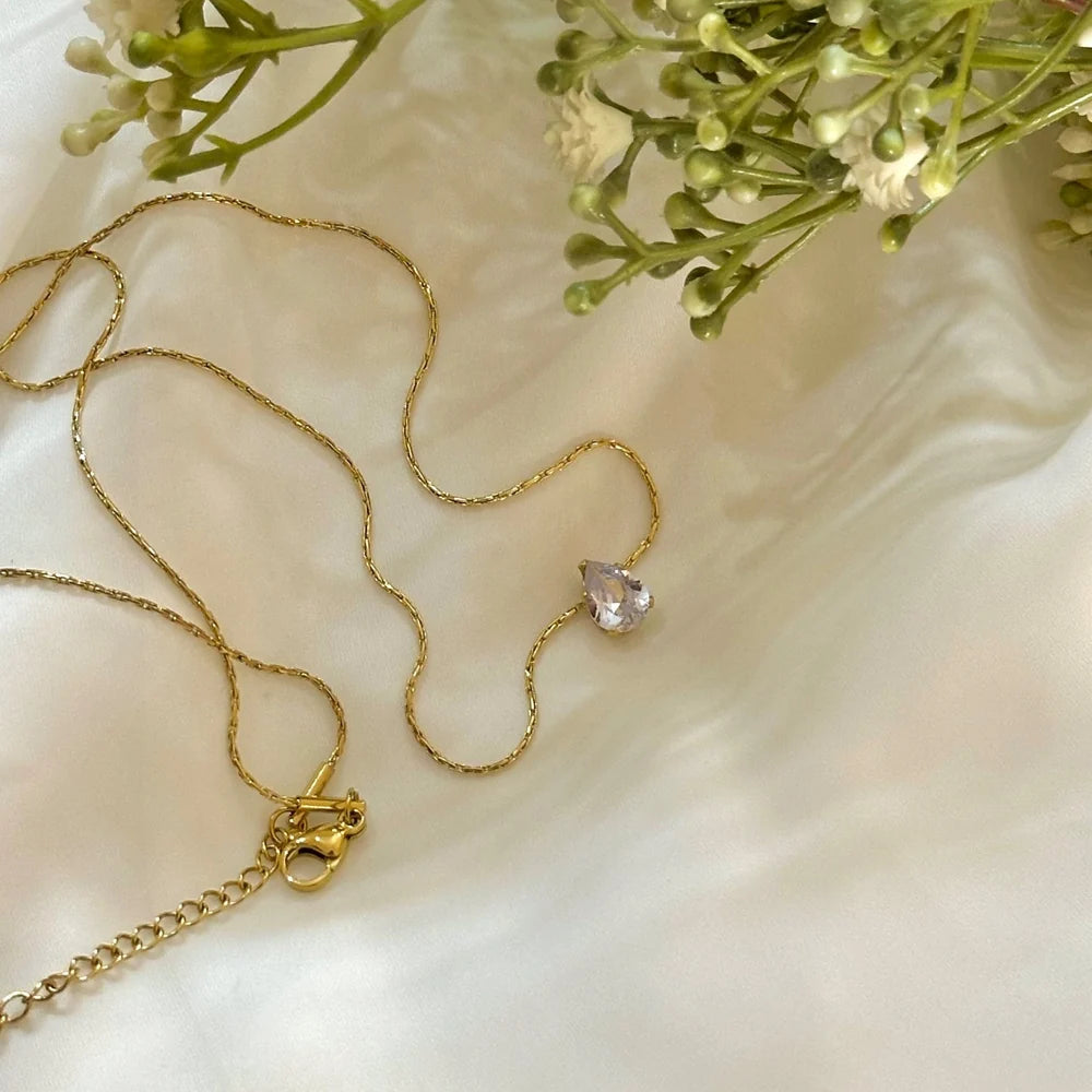 Silver Pear Necklace GN38