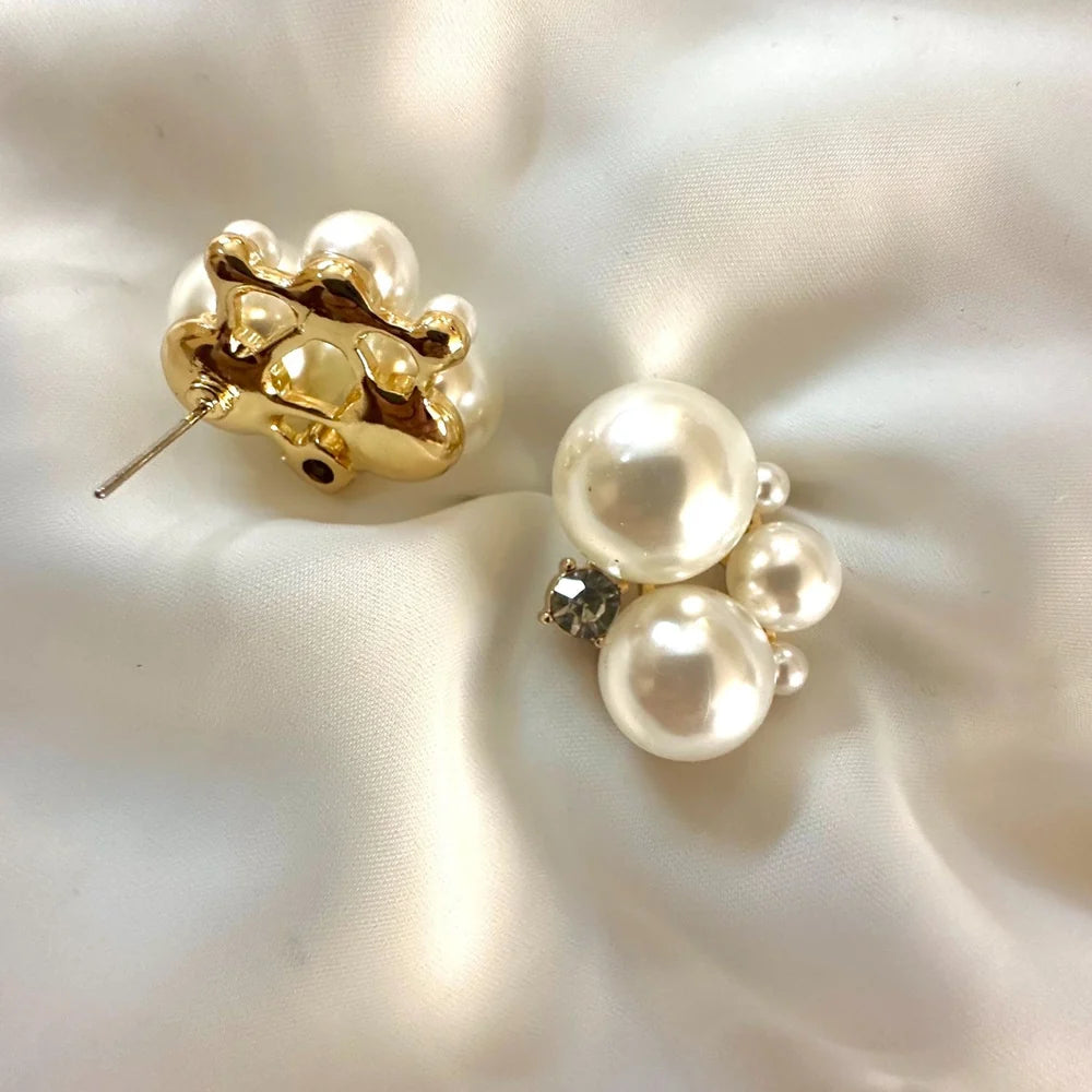 Gold Pearl Cluster studs GT13G