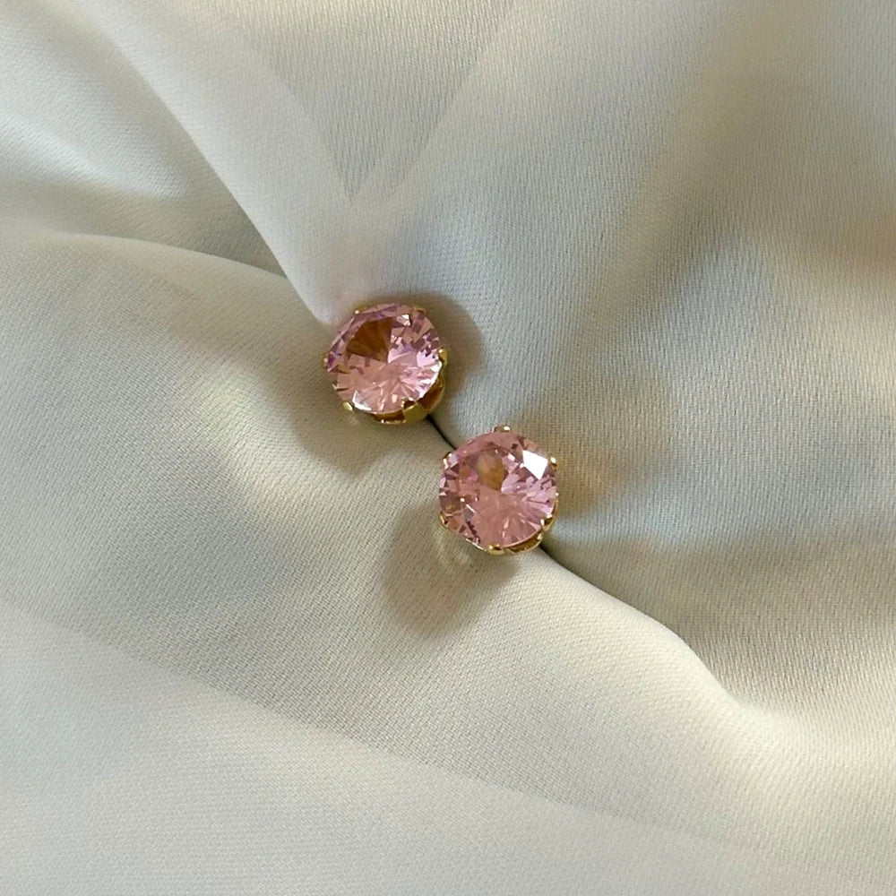Gilded | Pink Round Studs GT58