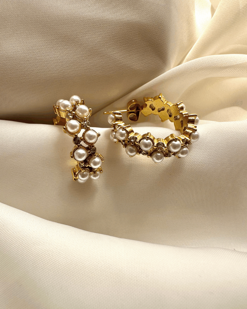 Pearl-Zircon Hoops