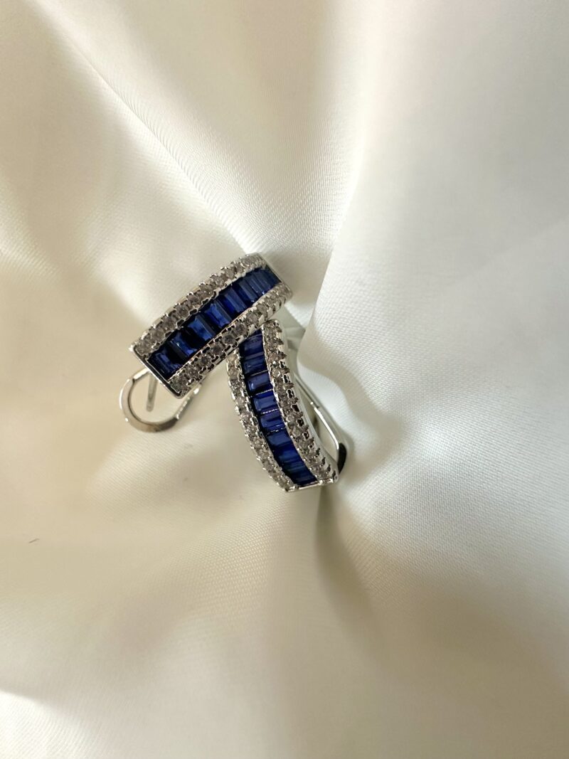 Studded Half Hoops (Blue Stones & Zircons)