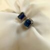 Blue Rectangle Cushion Studs